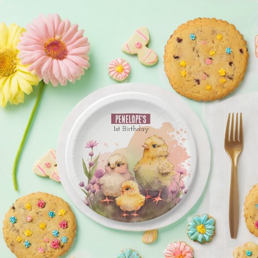 Spring vibes Chicks - Verjaardagsfeest - Papieren Bordje