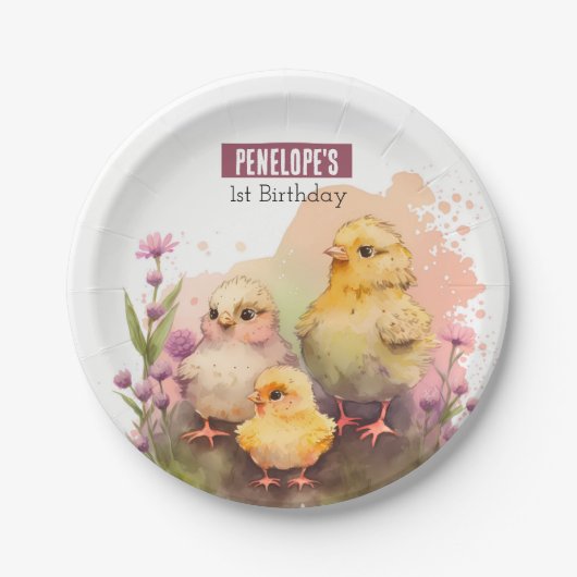 Spring vibes Chicks - Verjaardagsfeest - Papieren Bordje (Voorkant)