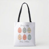 Spring Vibes – gepersonaliseerde Paasfeest Canvas  Tote Bag (Voorkant)