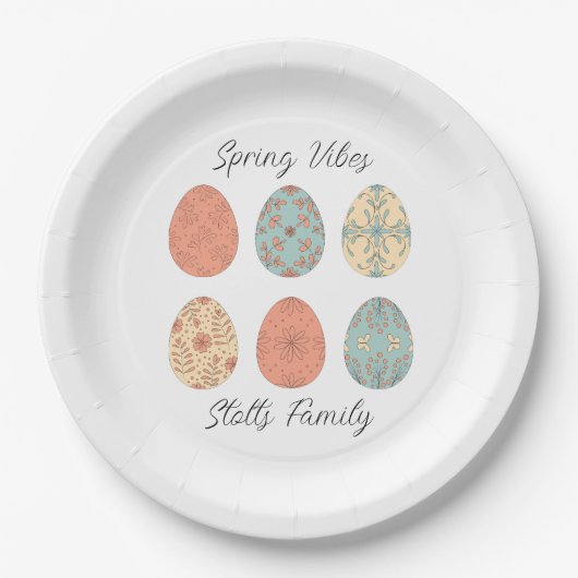 Spring Vibes - Gepersonaliseerde Paaspapier Bord w (Voorkant)