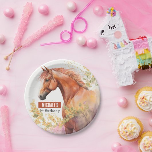 Spring vibes Paard - Verjaardagsfeest - Papieren Bordje (Feest)