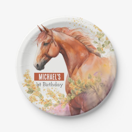 Spring vibes Paard - Verjaardagsfeest - Papieren Bordje (Voorkant)