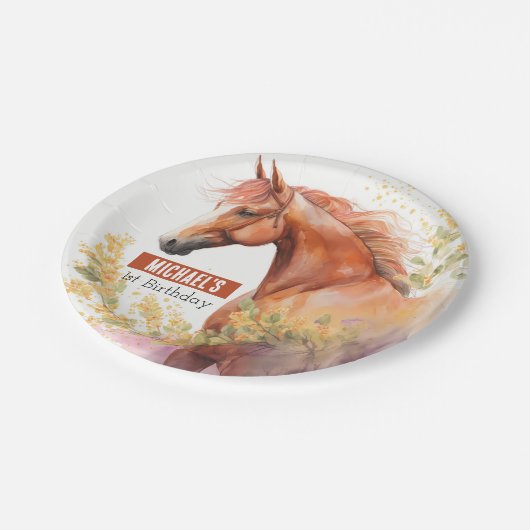 Spring vibes Paard - Verjaardagsfeest - Papieren Bordje (Gekanteld)