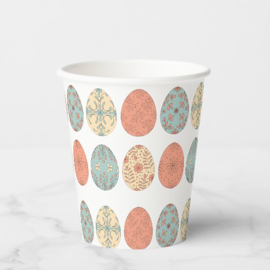 Spring Vibes - Paaspapier Cup met Bloemen Ei Pa Papieren Bekers (Voorkant)