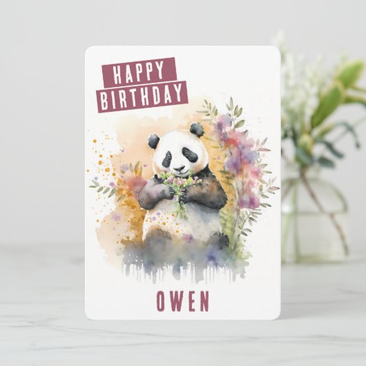Spring vibes Panda Verjaardag Kaart (Staand voorkant)