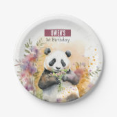 Spring vibes Panda - Verjaardagsfeest - Papieren Bordje (Voorkant)