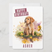 Spring vibes Puppy Verjaardag Kaart (Voorkant)