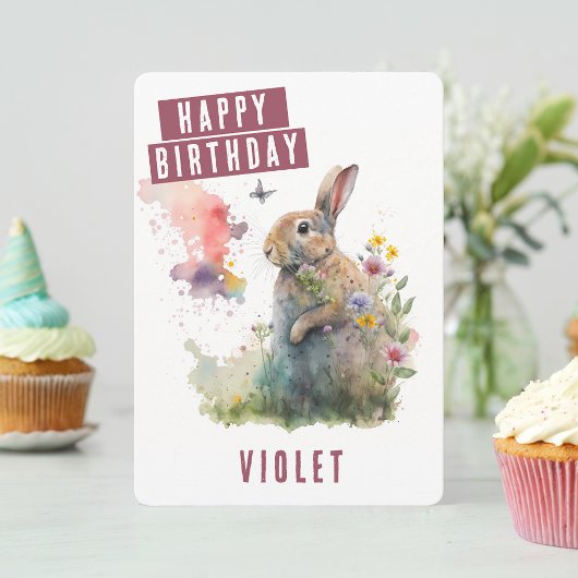 Spring vibes Rabbit Birthday Kaart