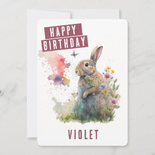 Spring vibes Rabbit Birthday Kaart (Voorkant)