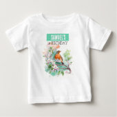 Spring Vibes Robin - 1e verjaardag T-shirt (Voorkant)