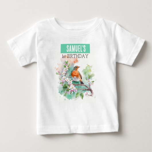 Spring Vibes Robin - 1e verjaardag T-shirt (Voorkant)
