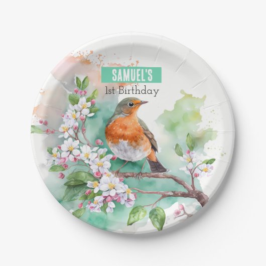 Spring vibes Robin - Verjaardagsfeest - Papieren Bordje (Voorkant)