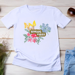 Spring Vibes Season colorful Flower & Butterflies T-shirt