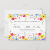 Spring Vibrant Waterverf Flowers Elegant Wedding RSVP Kaartje (Voorkant)