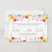 Spring Vibrant Waterverf Flowers QR Code Wedding RSVP Kaartje (Voorkant)