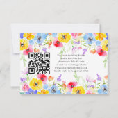 Spring Vibrant Waterverf Flowers QR Code Wedding RSVP Kaartje (Achterkant)