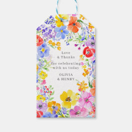 Spring Vibrant Waterverf Flowers Wedding Cadeaulabel