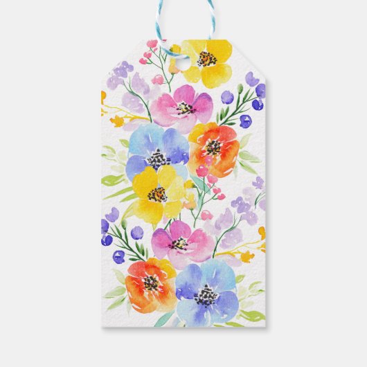 Spring Vibrant Waterverf Flowers Wedding Cadeaulabel (Achterkant)