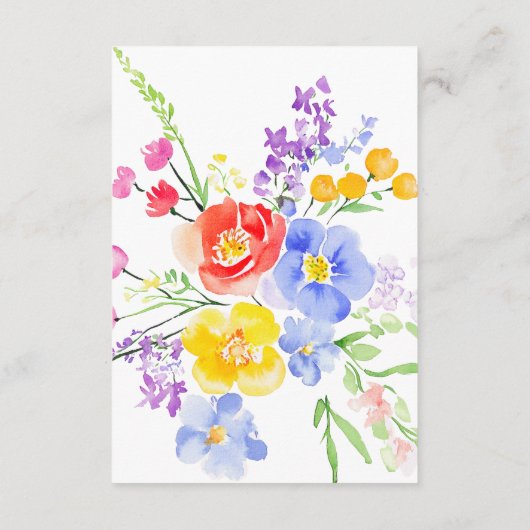 Spring Vibrant Waterverf Flowers Wedding Details Informatiekaartje (Achterkant)