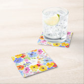 Spring Vibrant Waterverf Flowers Wedding Kartonnen Onderzetters (Insitu)