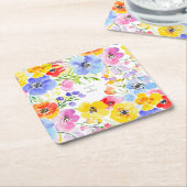 Spring Vibrant Waterverf Flowers Wedding Kartonnen Onderzetters (Schuin)