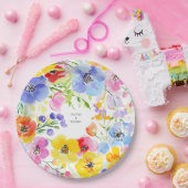 Spring Vibrant Waterverf Flowers Wedding Papieren Bordje (Feest)