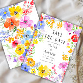 Spring Vibrant Waterverf Flowers Wedding Save The Date
