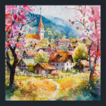 Spring Village Poster<br><div class="desc">A Watercolour Village in Springtime</div>