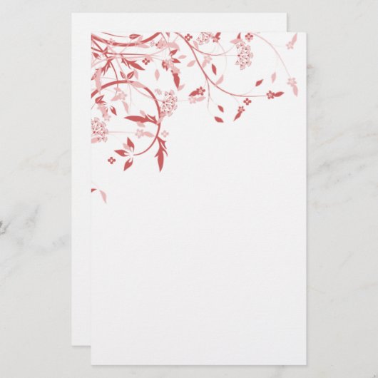 Spring Vine & Birds & Wit Briefpapier (Voorkant / Achterkant)