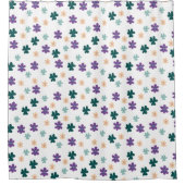 Spring Violet Flowers Pattern on White Background Douchegordijn (Voorkant)