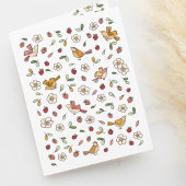 Spring Vogels en Aardbeien Bloempatroon Blank Bedankkaart