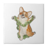 Spring voor joy! Corgi Tile Tegeltje (Voorkant)