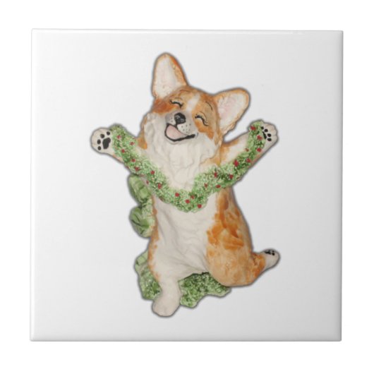 Spring voor joy! Corgi Tile Tegeltje (Voorkant)