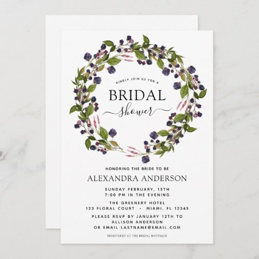 Spring Vrijgezellenfeest Blackberry bloemenkrans Kaart (Voorkant / Achterkant)