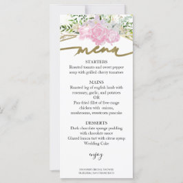 Spring Vrijgezellenfeest Menu Kaart vergulde Wildf