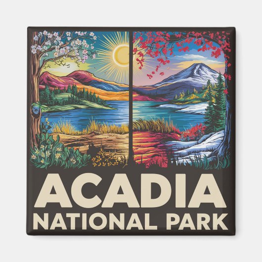Spring vs Autumn Acadia National Park Cadeau Magneet (Voorkant)
