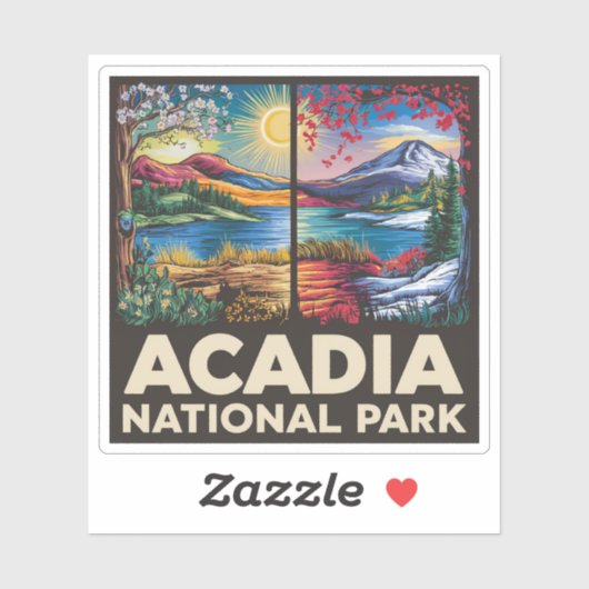 Spring vs Autumn Acadia National Park Cadeau Sticker (Vel)