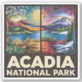 Spring vs Autumn Acadia National Park Cadeau Sticker (Voorkant)