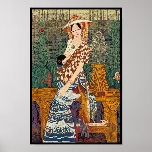 Spring Warmth Chen Yongle oostervrouw en kind Poster (Voorkant)