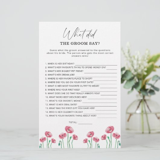 Spring Wat zei de groom tegen het bruidsspel? (Staand voorkant)