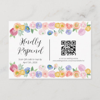 Spring Watercolor Floral RSVP Informatiekaartje