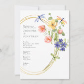 Spring Watercolor Floral Wedding Invitation Kaart (Voorkant)