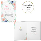 Spring Watercolor Flowers Bible Verse Birthday  Kaart