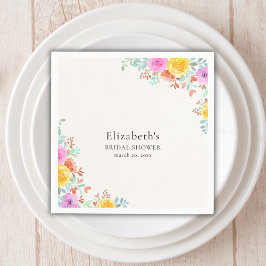 Spring watercolor Flowers Bridal Shower Servet