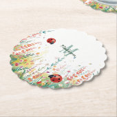 Spring Watercolor ladybug Floral Monogram Wildflow Kartonnen Onderzetters (Gekanteld)