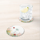 Spring Watercolor ladybug Floral Monogram Wildflow Kartonnen Onderzetters (Insitu)
