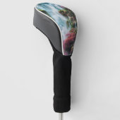Spring Waterfall Mountain roze bloemen 11 Golfheadcover (Schuin)
