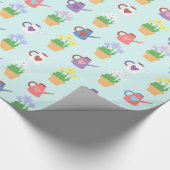 Spring Watering Can en Plant Pattern Cadeaupapier (Hoek)
