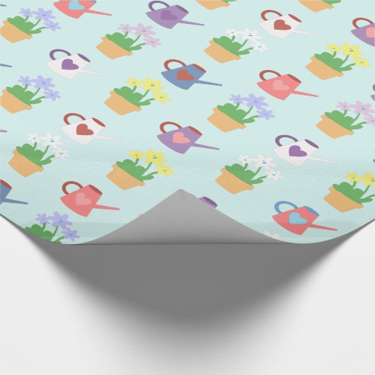 Spring Watering Can en Plant Pattern Cadeaupapier (Hoek)