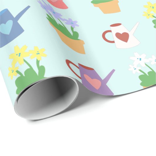 Spring Watering Can en Plant Pattern Cadeaupapier (Rol Hoek)